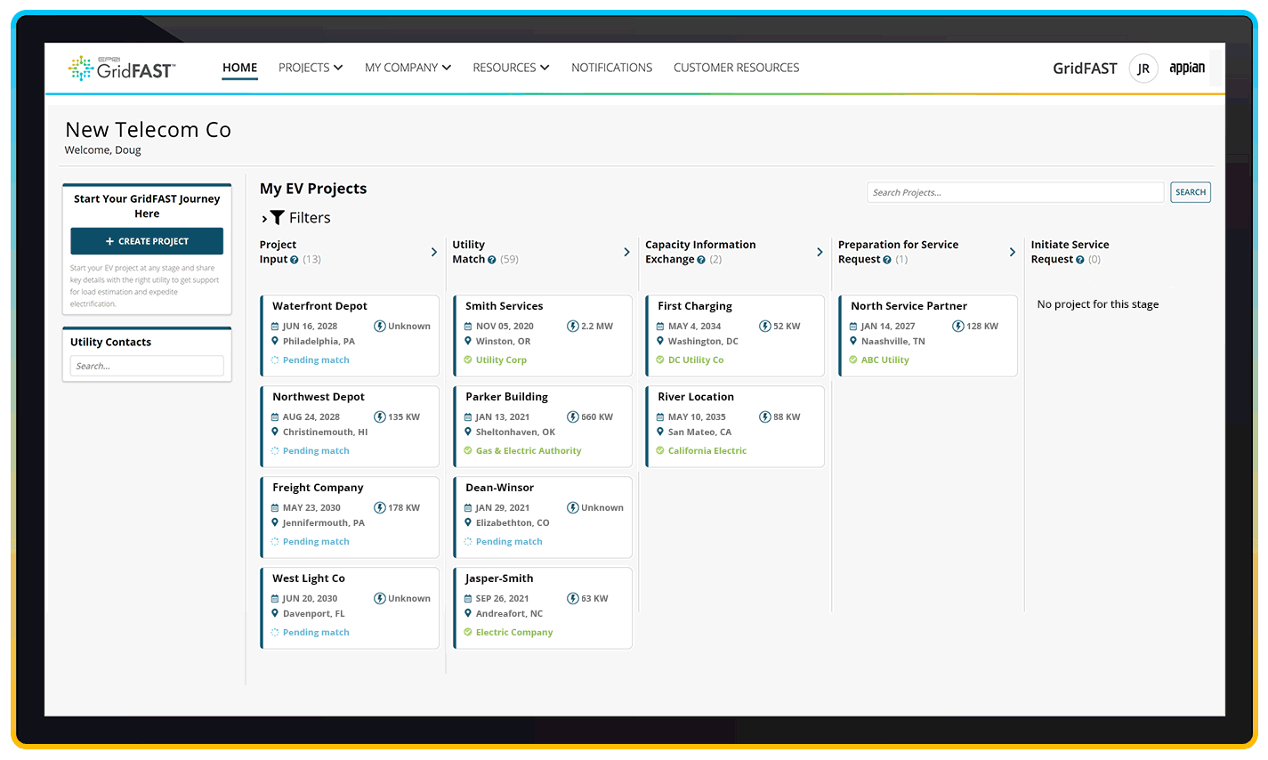GridFast platform dashboard